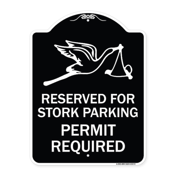 Reserved for Stork Parking Permit Required W/ Graphic Heavy-Gauge Alum, 24" x 18", BW-1824-23172